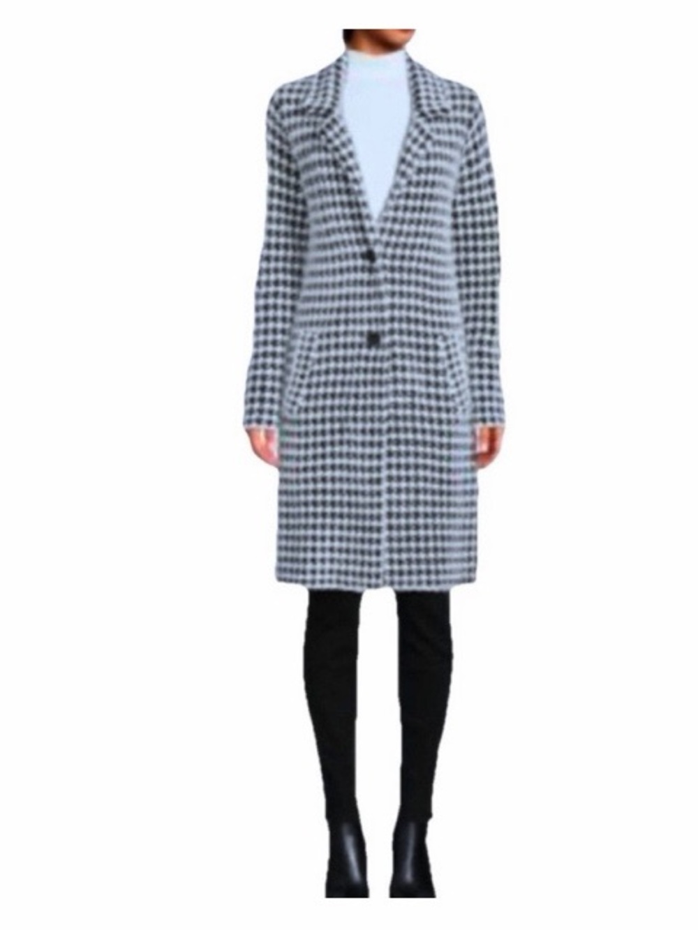Magaschoni Houndstooth Longline Sweater Coat